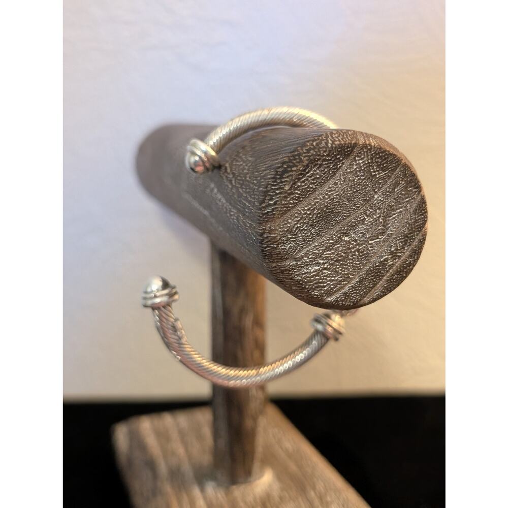 Vintage Mexico Solid Sterling Silver Twisted Rope Cable Love Knot Cuff Bracelet - Picture 7 of 7